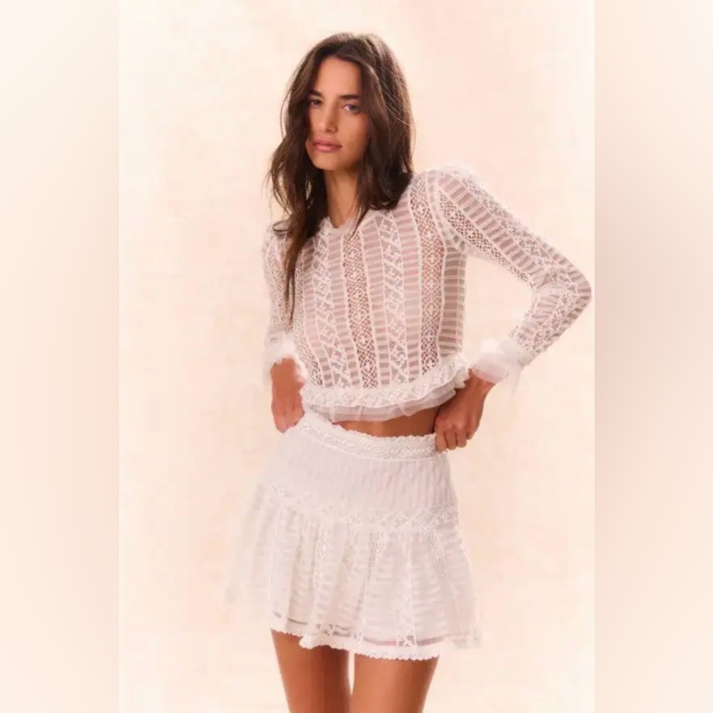 LoveShackFancy White Mini Skirt